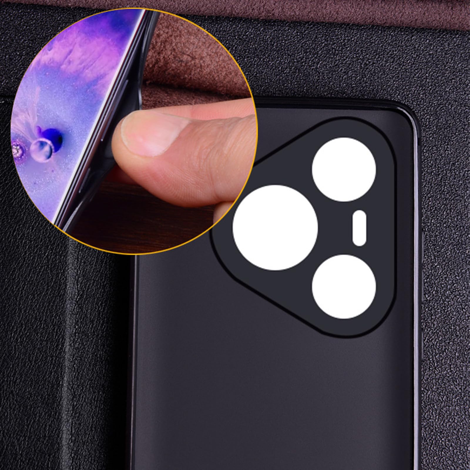 Etui z prawdziwej skóry do Huawei Pura 90 Pro Max / 90 Pro / 90, cienkie etui na telefon komórkowy z klapką z podszewką z mikrofibry, czarne, 90 Pro Max