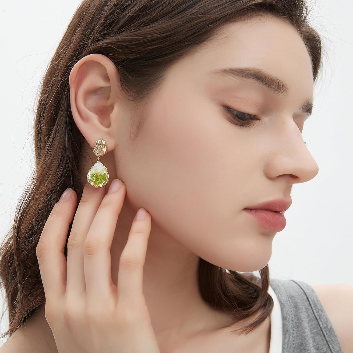 SIXFOX Crystal Earrings for Women,14K Gold Plated 925 Sterling Silver Posts Teardrop Dangle Drop Earring, Bridal Jewelry for Wedding Everyday Wear - Image 3