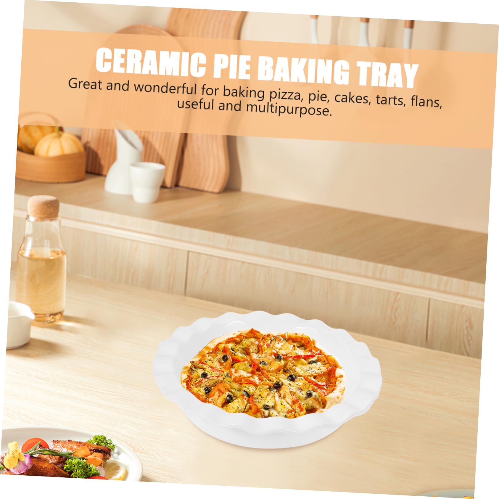 Zerodeko Keramik Backform Rund Weiß Antihaftbeschichtete Pizza Backplatte und Kuchenform Vielseitig für Flans und Kuchenbacken Geeignet für Ofen und Mikrowelle