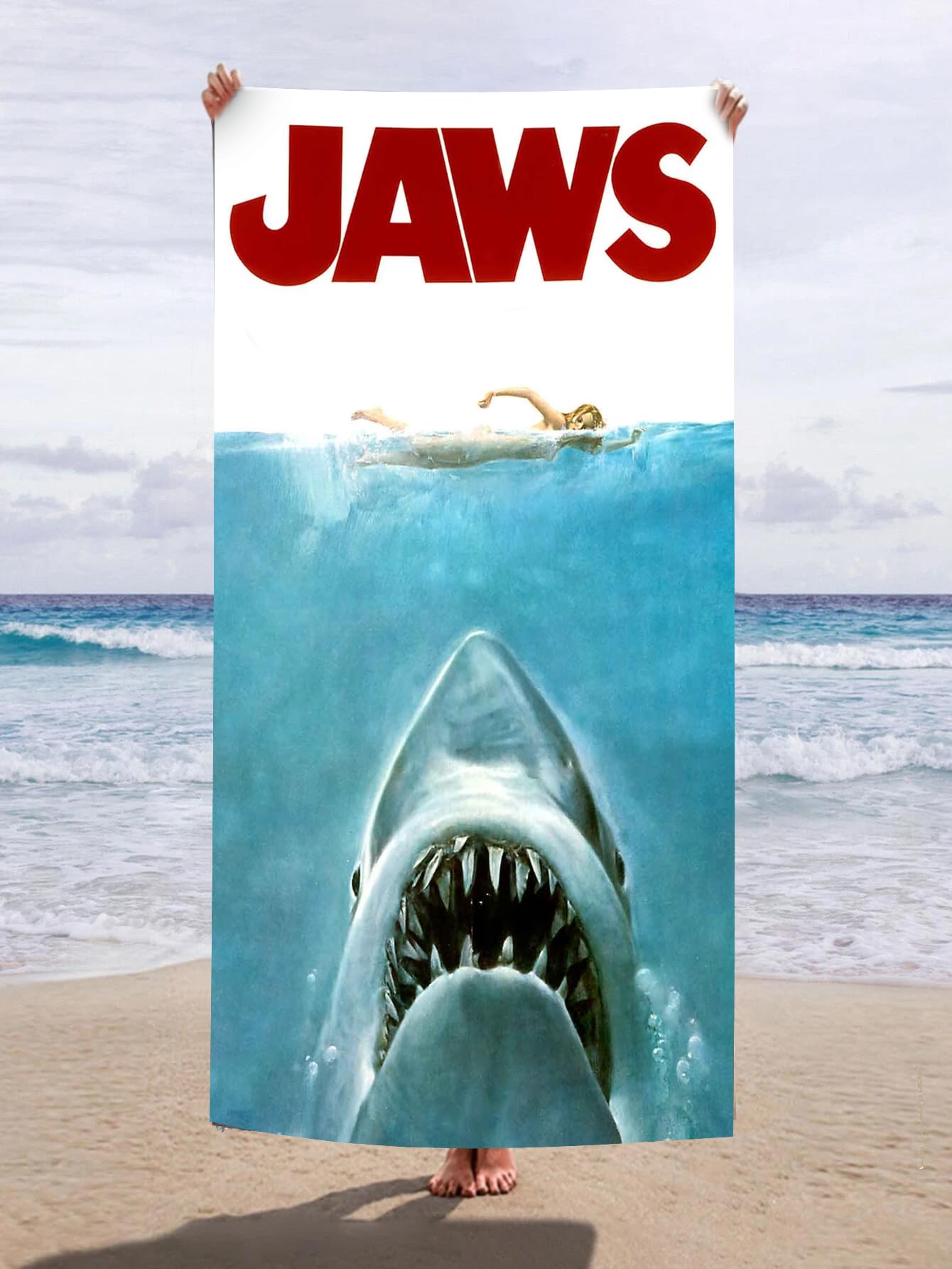 Wild Star Hearts Horror Movie Beach Towel -JAWS MOVIE POSTER - Horror Towel Quick Drying Microfibre Towel Lightweight Fast Drying Swimming Towel 58” x 39” Towel