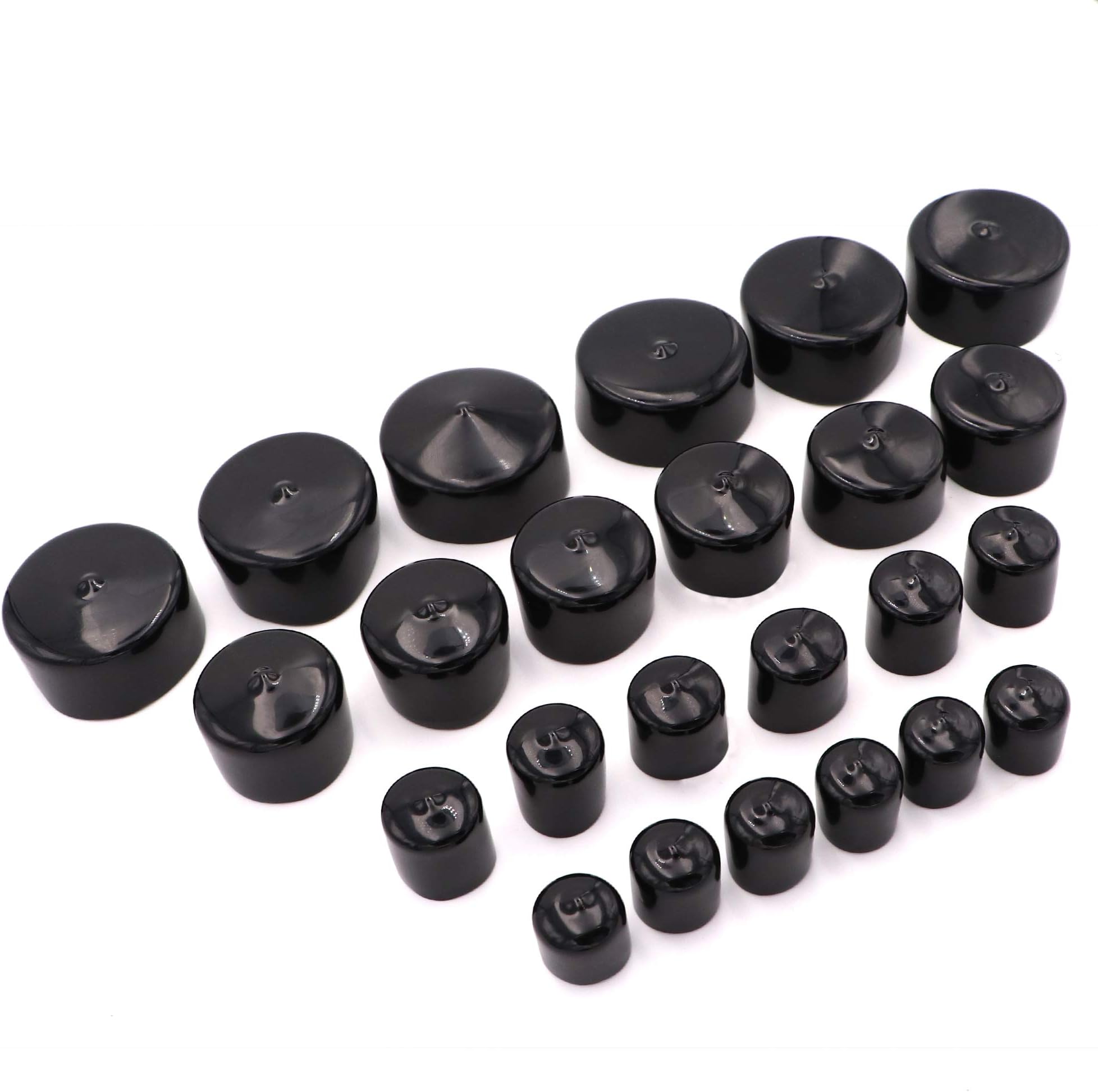 24pcs Black Pipe Post Bolt Screw Rubber Thread Protector Cover Vinyl Tube End Caps,Assorted 3/4-inch to 2-inch-4 Sizes