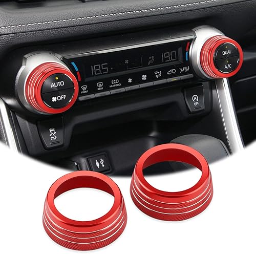Auovo Cubierta de perilla de CA compatible con accesorios Toyota RAV4 2025 2024 2023 2022 2021 2020 2019 para perilla de aire acondicionado, adornos