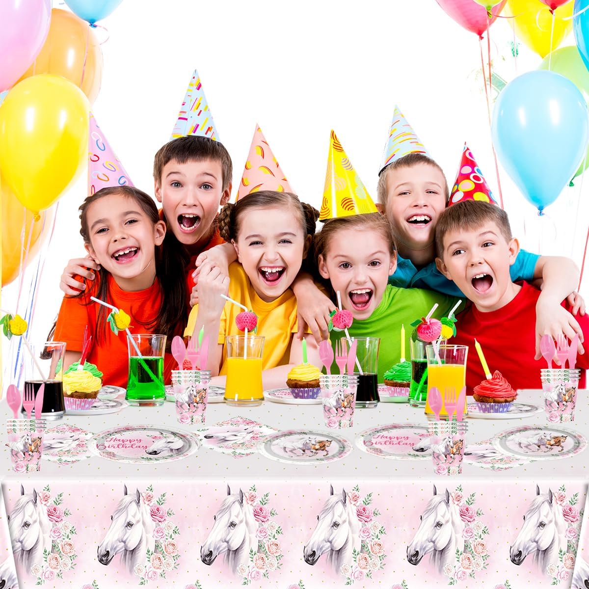 81Pcs Cowgirl Horse Party Decorations Tableware,Horse Lovers Party Tableware Set Pink Cowboy Girl Mustang Party Decorations. - Image 5