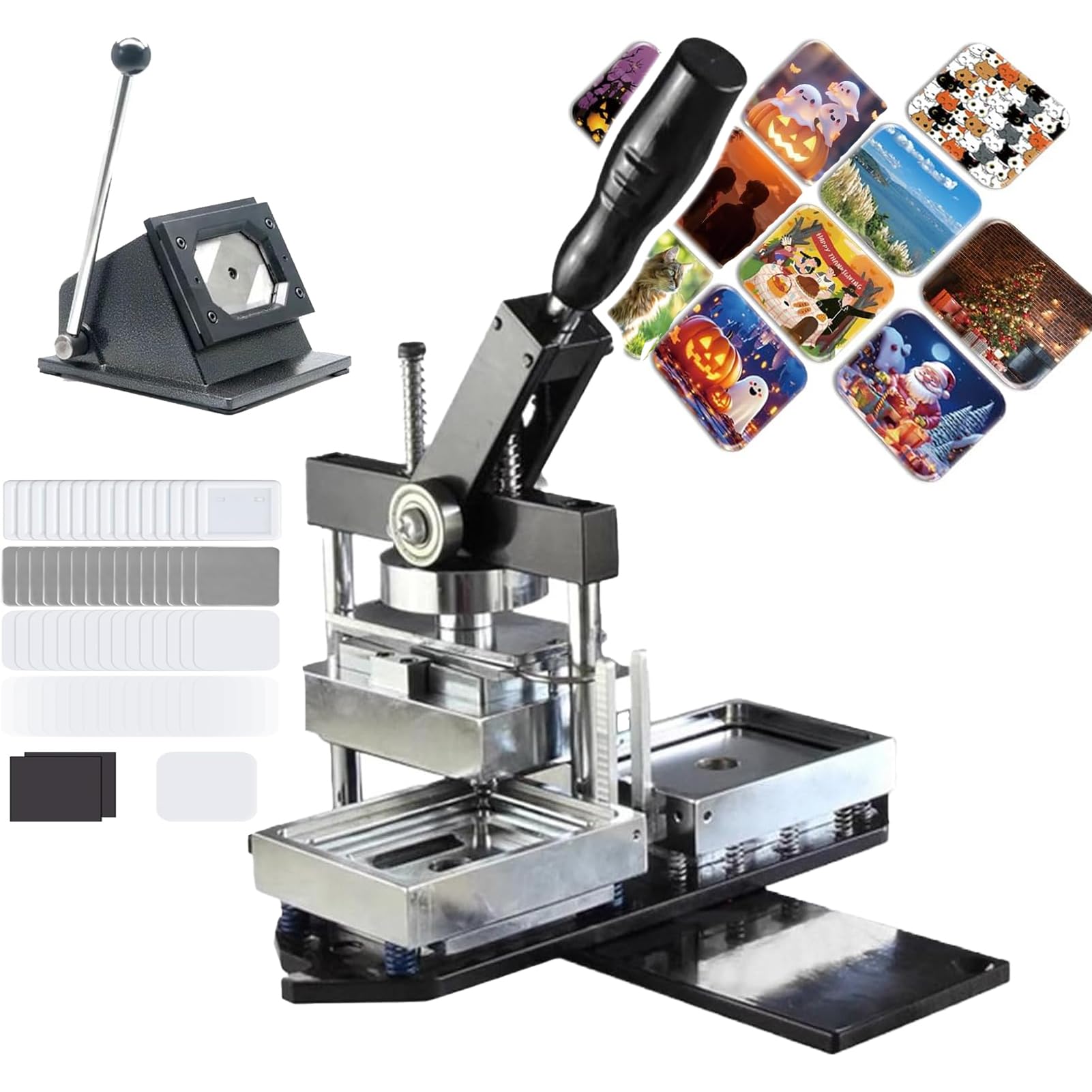 JKJZSALJ Fridge Magnet Making Machine Diy Badge Maker Kit 3 * 2/3.5 * 2.5Inch Rectangle Fridge Magnet Set With Button Badge Machine,Paper Cutter & 100 Components-Perfect F,90X65Mm,90x65mm