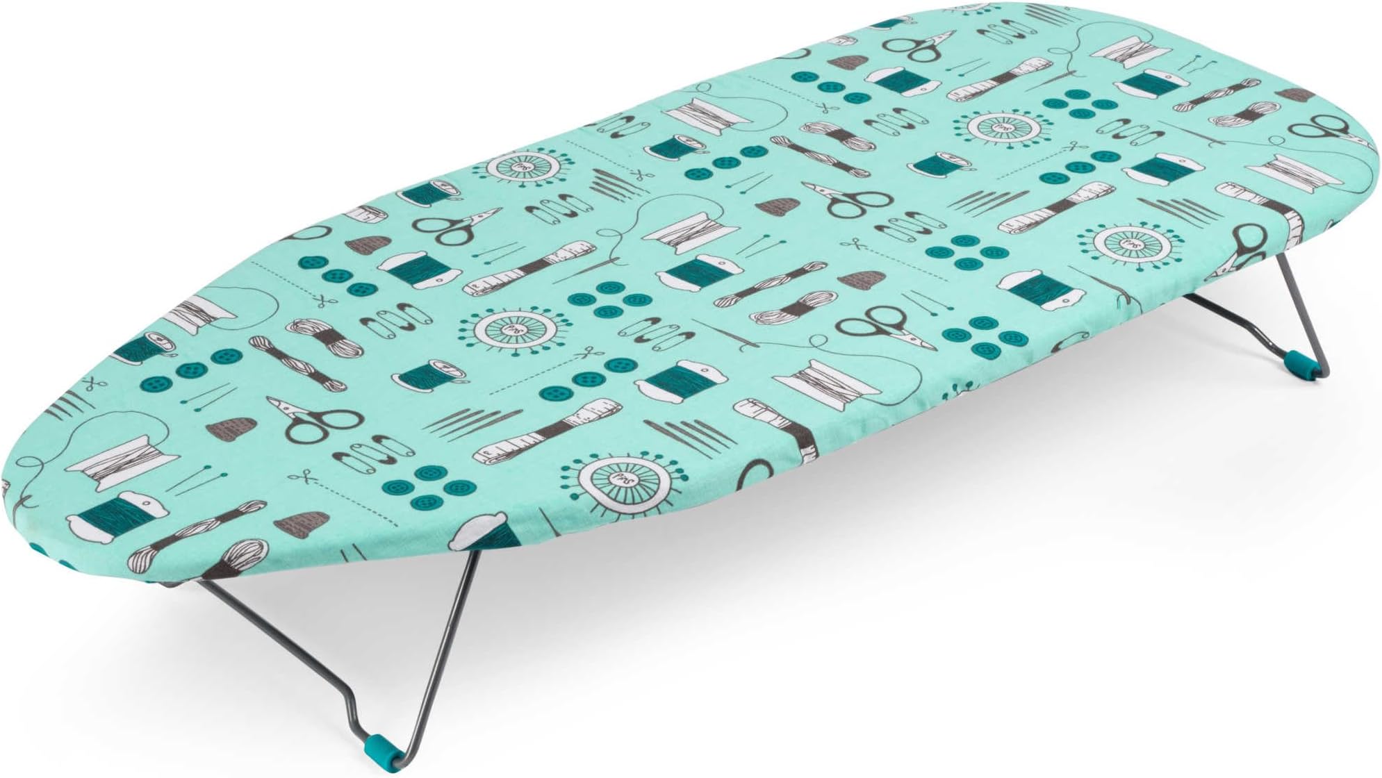 Beldray LA023735SEW Tabletop Ironing Board, Suitable for Left and Right-Handed Users, 73 x 31cm,100% Cotton Cover, Sew Print, Lightweight, Easily Foldable Legs, Perfect for Travel & Small Spaces