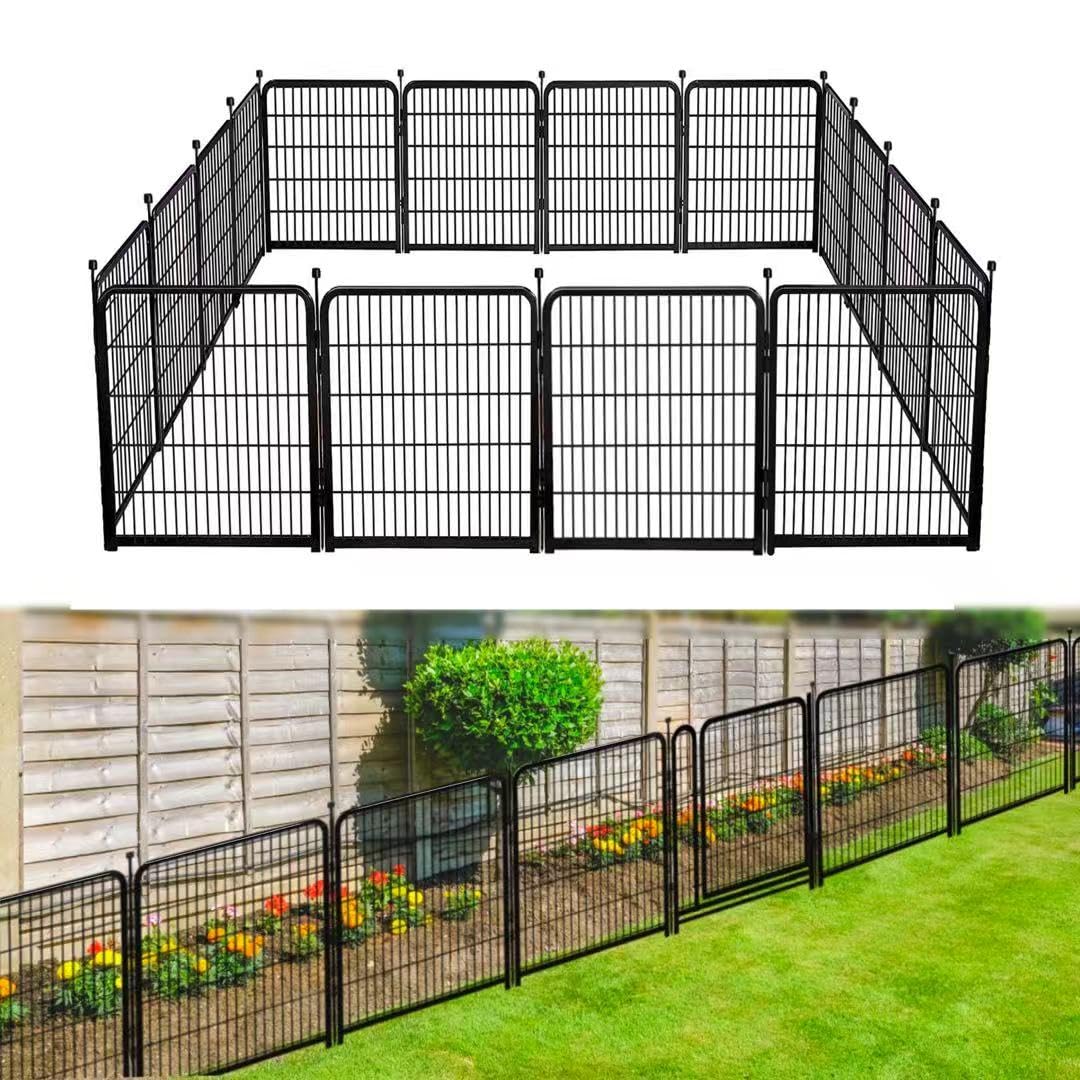 GETLAY 40in(H) Fence for Garden, 14 Panels No-Door 31.2 Ft(L) Barrier, Outdoor Garden Protection for Dogs Low Threshold,Indoor Fence Without Gate