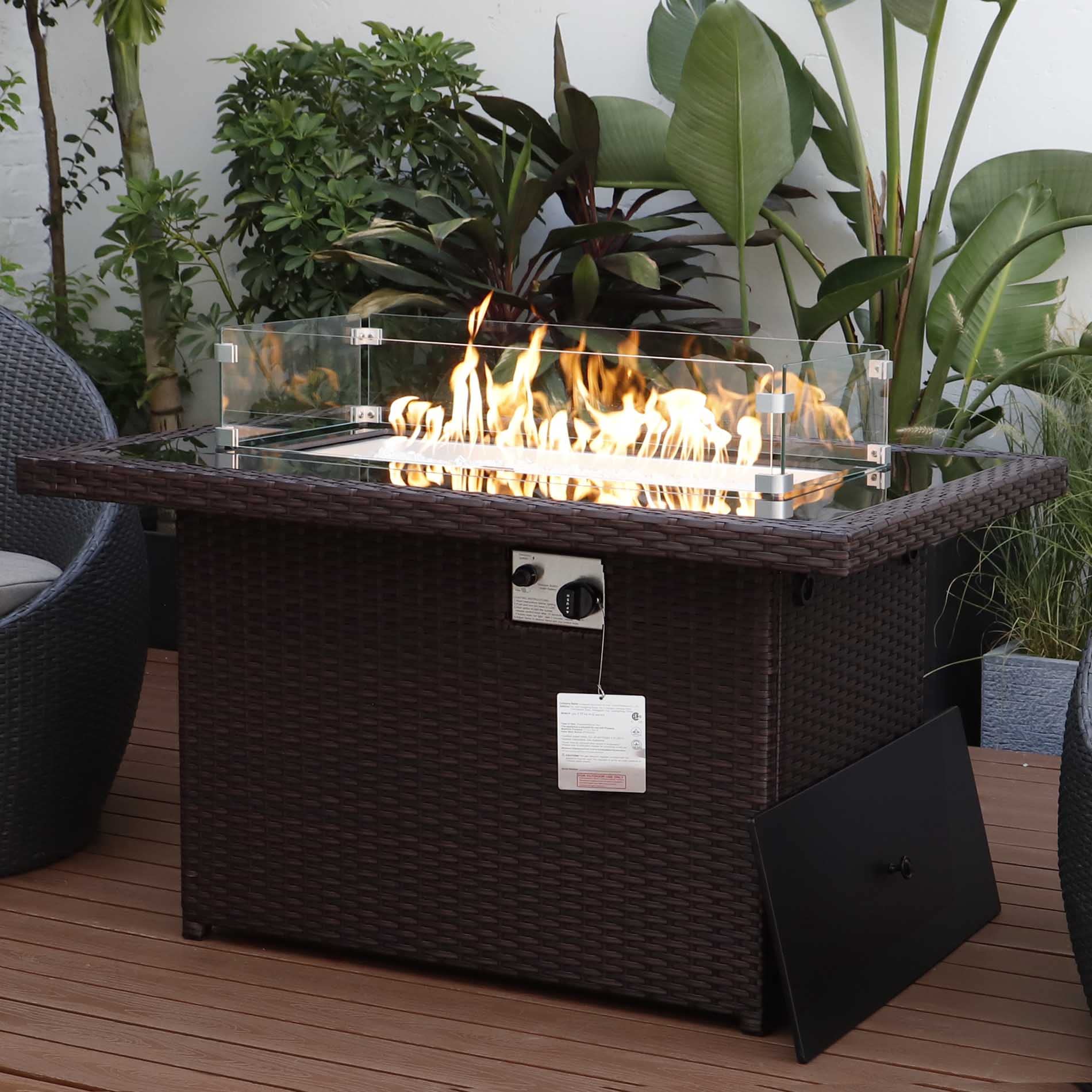 BULEXYARD Propane Fire Pit Table 43" 55,000 BTU Gas Fire Pits for Patio