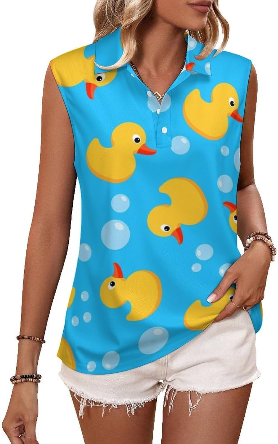 Yellow Duck T Shirt Woman Golf Tank Top Tennis Pullover Breathable Sleeveless Tee Moisture Wicking Sports Tanks