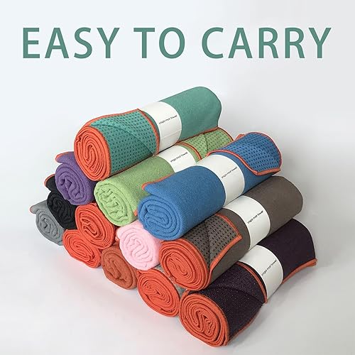 Miniatura 6 de Muka Toalla para esterilla de yoga con punto de agarre, antideslizante, absorbente de sudor, toalla para yoga, pilates, fitness, 72 x 24 pulgadas