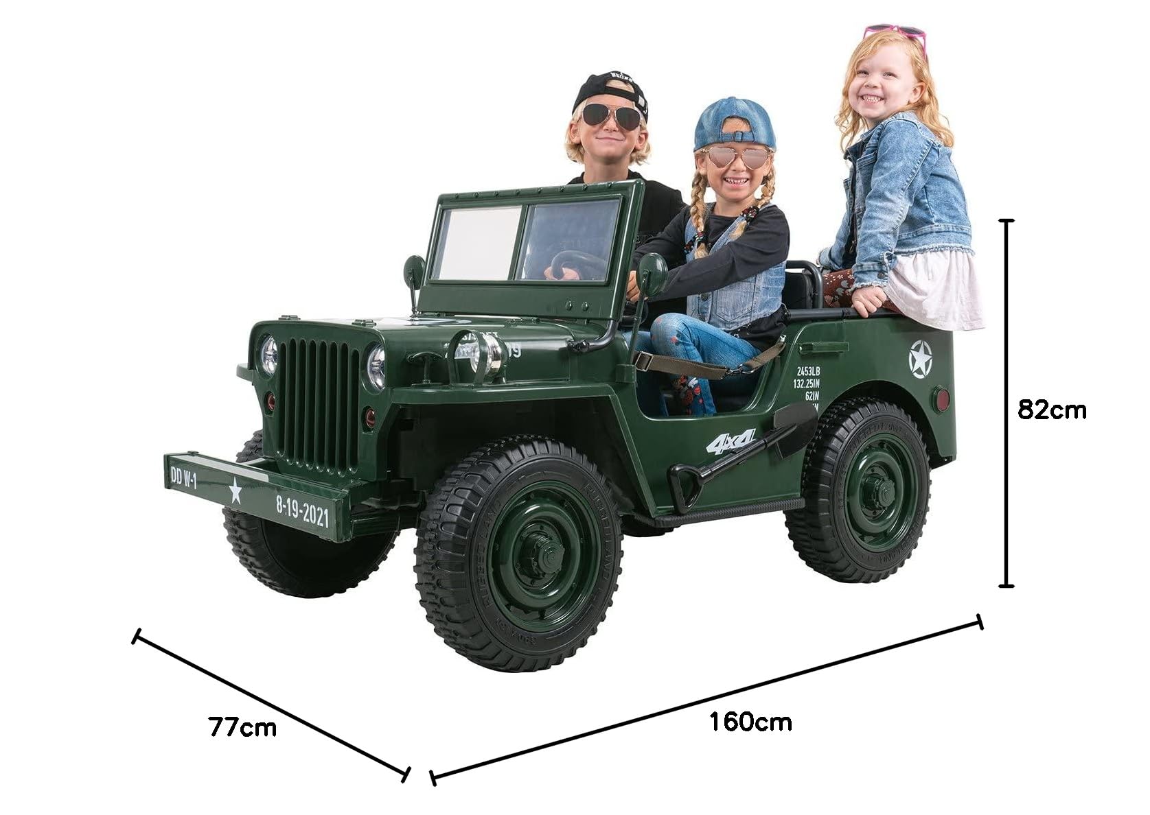 Actionbikes Motors Kinder Elektroauto Jeep Willys | Fernbedienung mit First Funktion - 4x4 Allrad Antrieb - Kinderauto elektrisch - Elektrofahrzeuge - Elektro Auto für Kinder ab 3 Jahre (Grün)