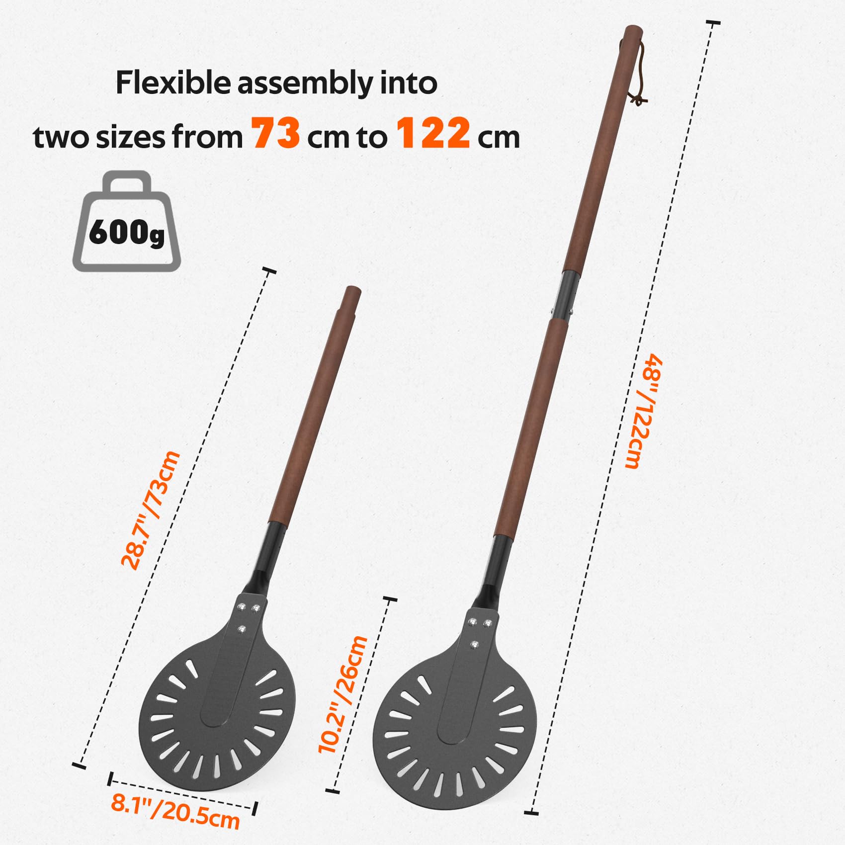 Mimiuo 122 cm Pelle à pizza en Aluminium pour Retourner, Pelle Retournement Ronde pour Tourner Pizzas, Accessoire pour Four à Pizza