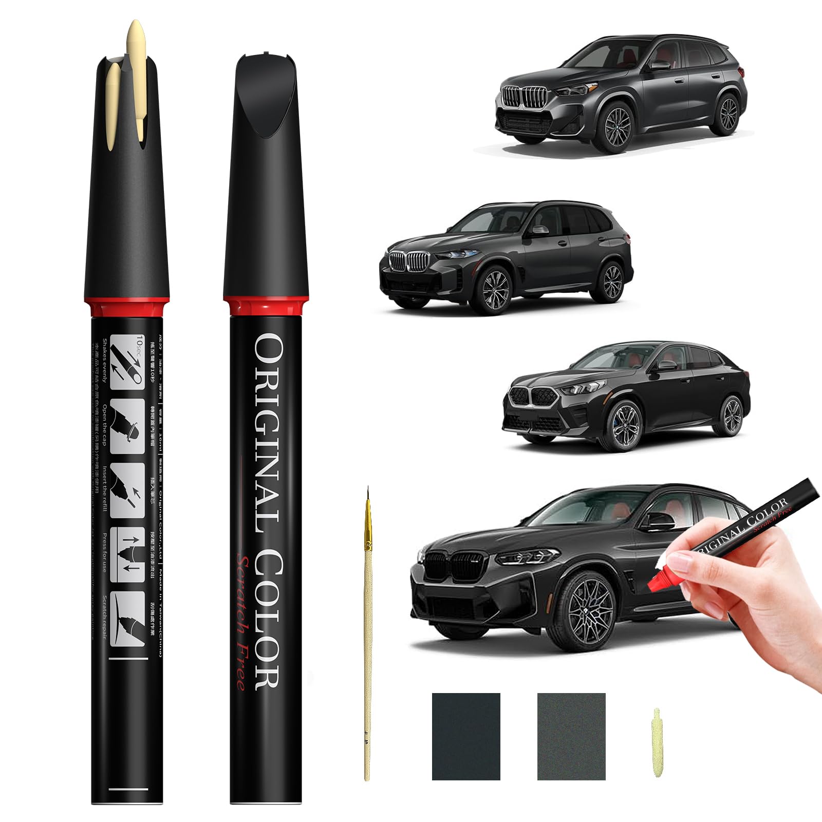 Carhoo A90 Sophisto Gray Touch Up Paint Suitable For BMW, Genuine Custom Color Car Touch Up Paint, With Pen Tip &amp; Fine Brush