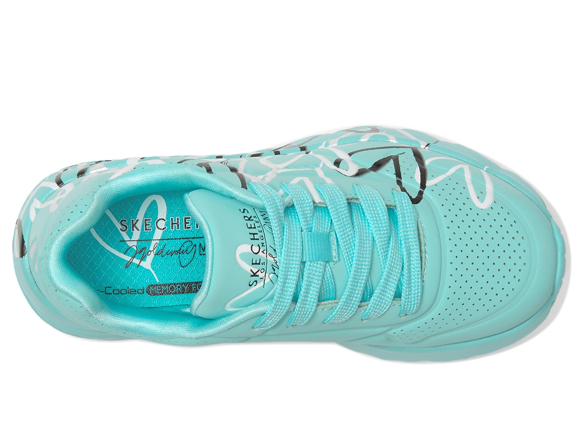 Skechers Girls' UNO Lite Spread the Love, White/Light Purple