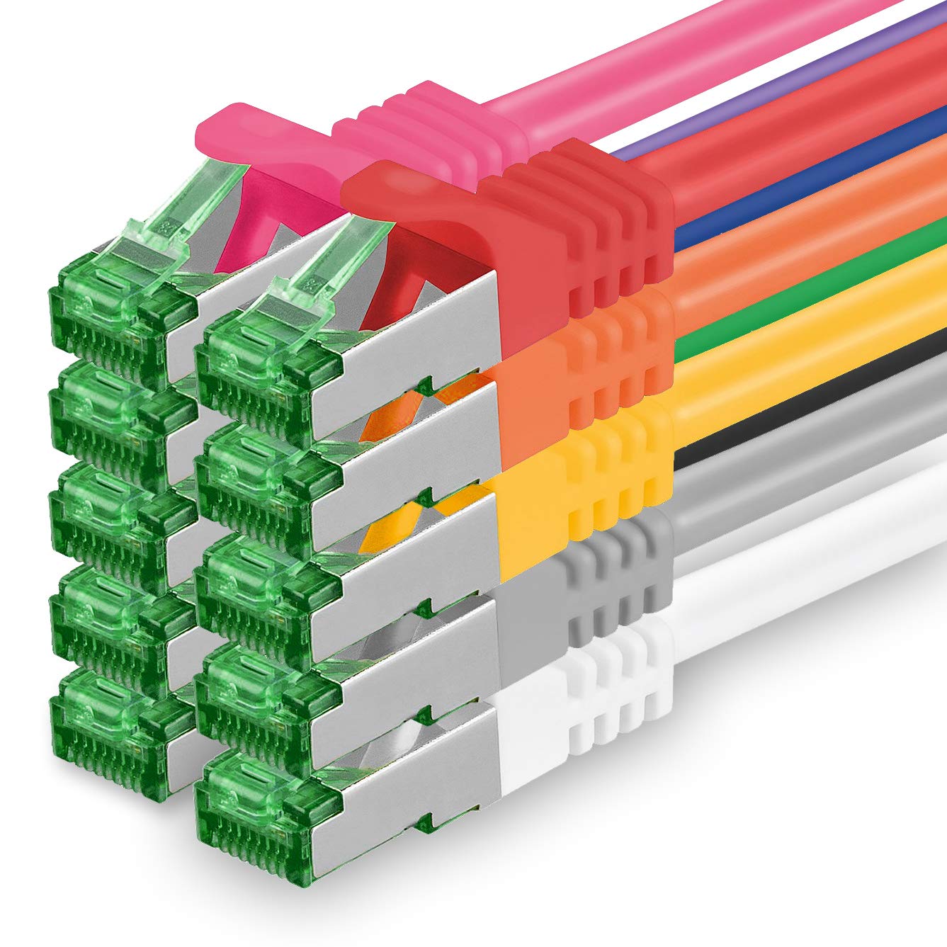 Cat.7 cable 0,5m 10 Colors Set 10 pieces Cat7 lan