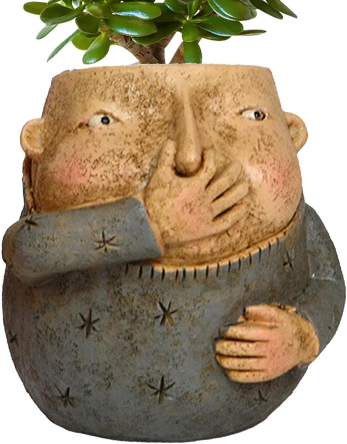 Head Planter,Cute Pinch Nose Design Face Flower Planter | Indoor Unique Face Flower Planter Boys And Girls Image For Makeup Brush