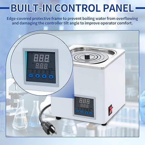 Miniatura 6 de Baño de agua de laboratorio, calentador termostático digital de 3 litros con 1 cámara, apertura seleccionable para experimentos químicos y