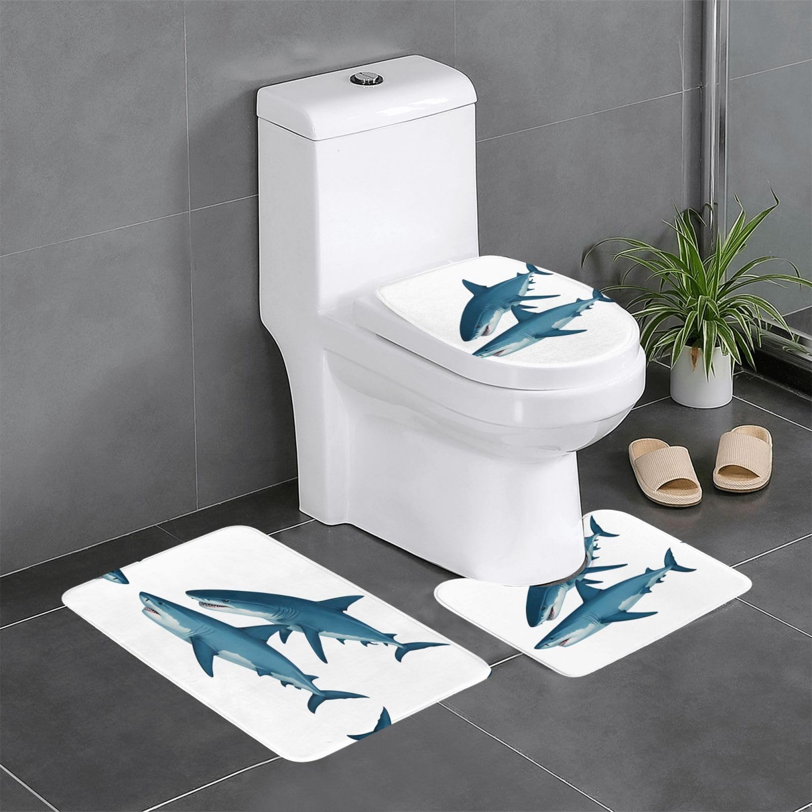 Tapis de salle de bain facile à nettoyer 61 x 40,6 cm lot de 3 décors requins