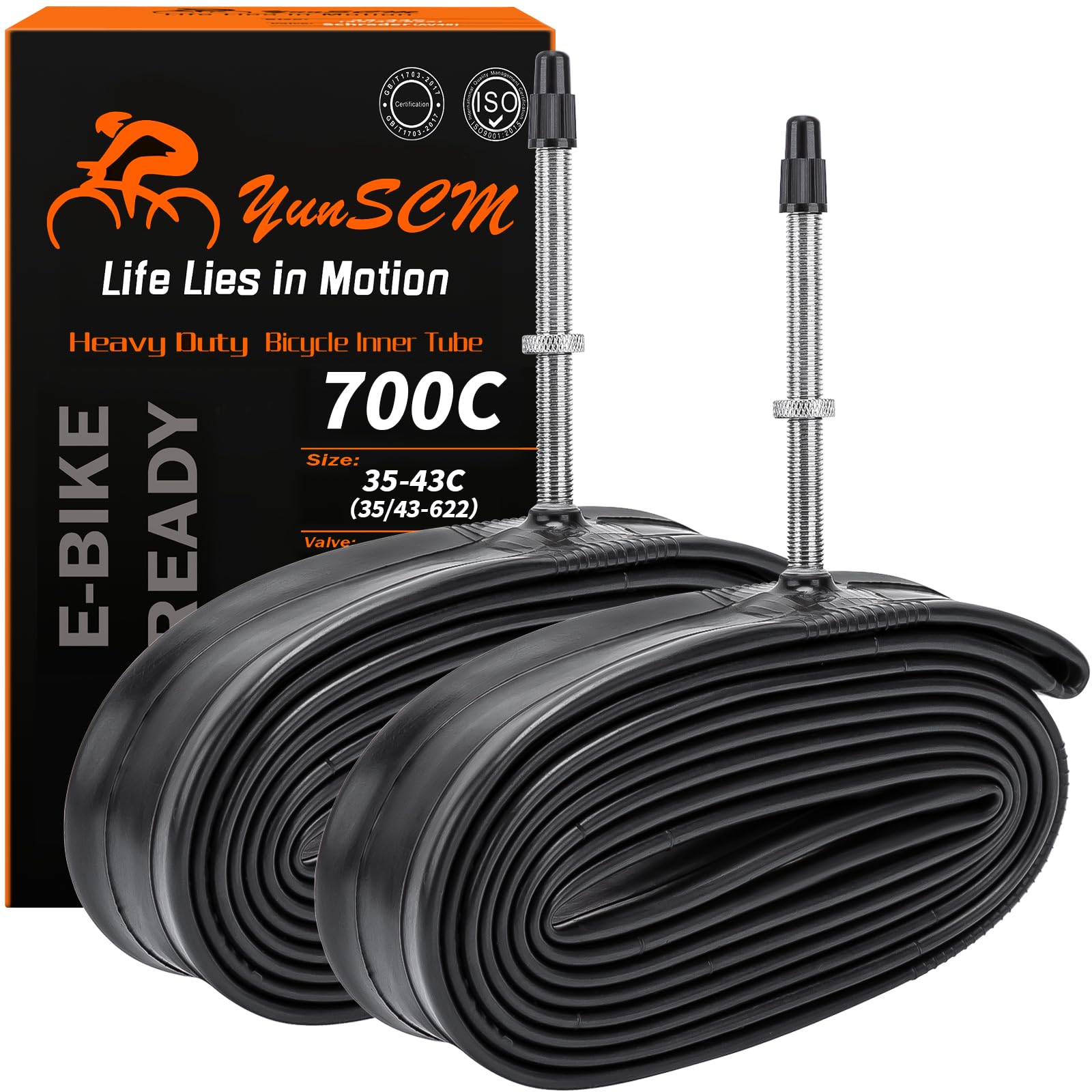 700C Heavy Duty Bike Tubes 700x35C/38C/40C/43C FV60 Presta Valve (35/43-622) 700C Bicycle Inner Tubes Compatible with 700x35C 700x36C 700x37C 700x38C 700x40C 700x42C 700x43c Bike Tire Tubes 2-PCS