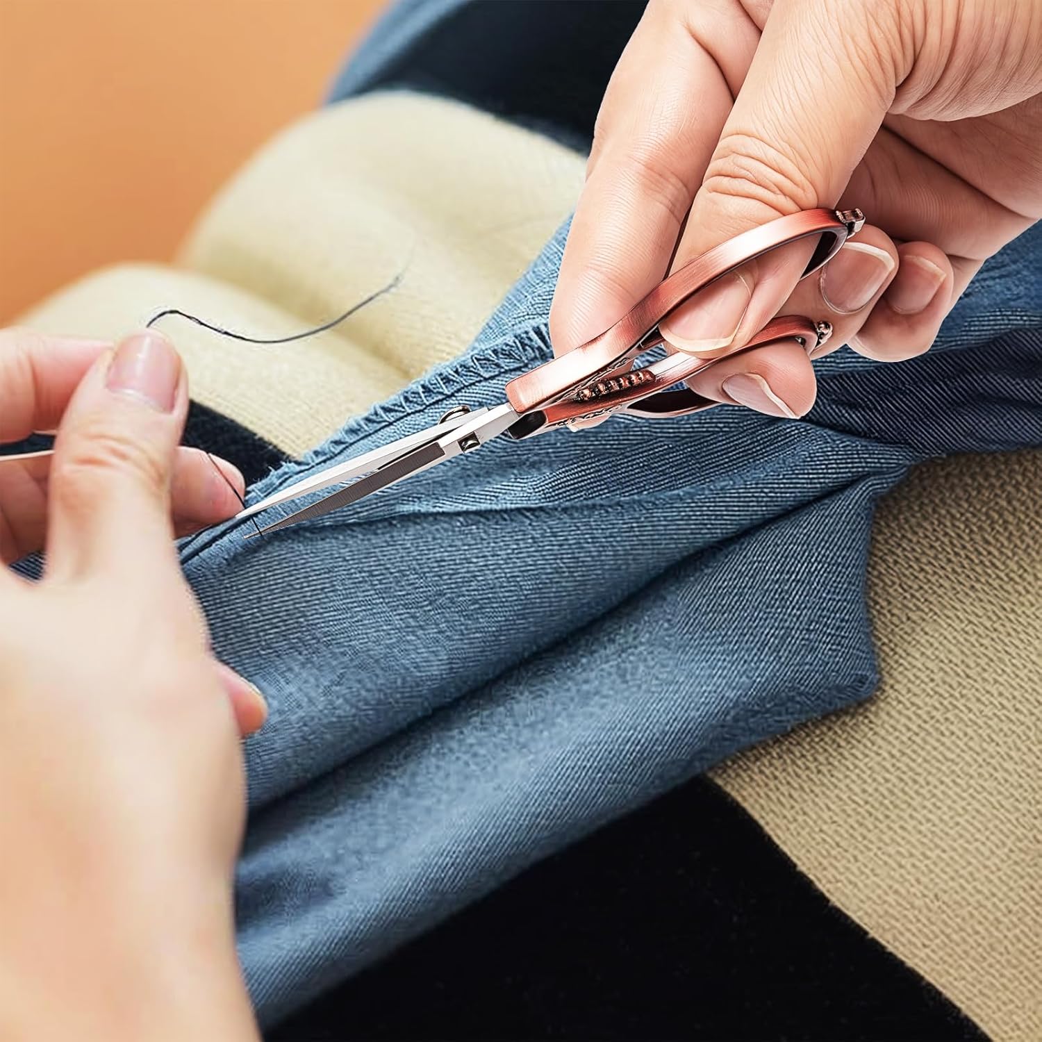 Stainless Steel Embroidery Scissors, Sharp Blade, Multipurpose Office Home School Sewing Fabric Craft Supplies