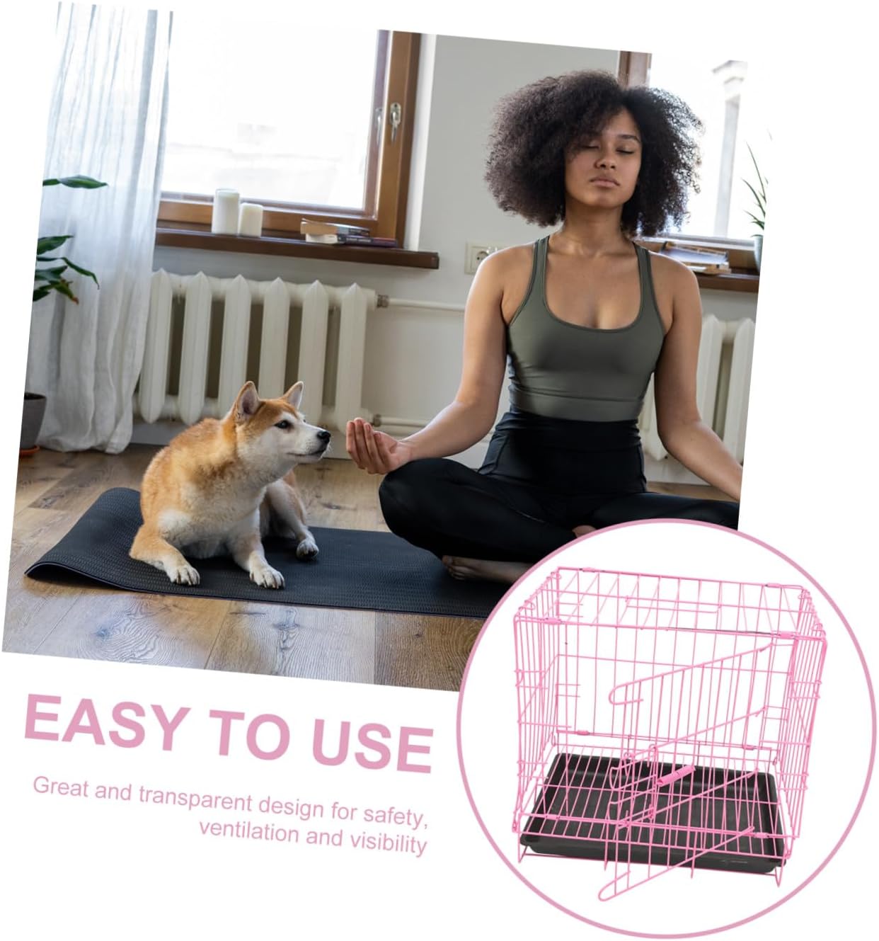 Sosoport Pet Cage Folding Dog Crate Steel Pet Crate Compact for Small and Medium Dogs Cats Rabbits with Lock