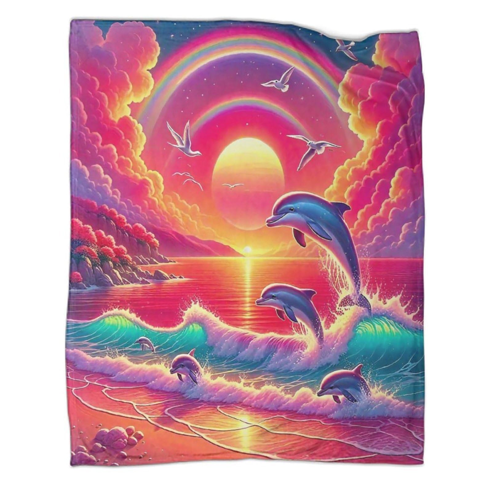 Couvertures chaudes dauphin en flanelle 3D pour isoler le lit des enfants du froid en hiver