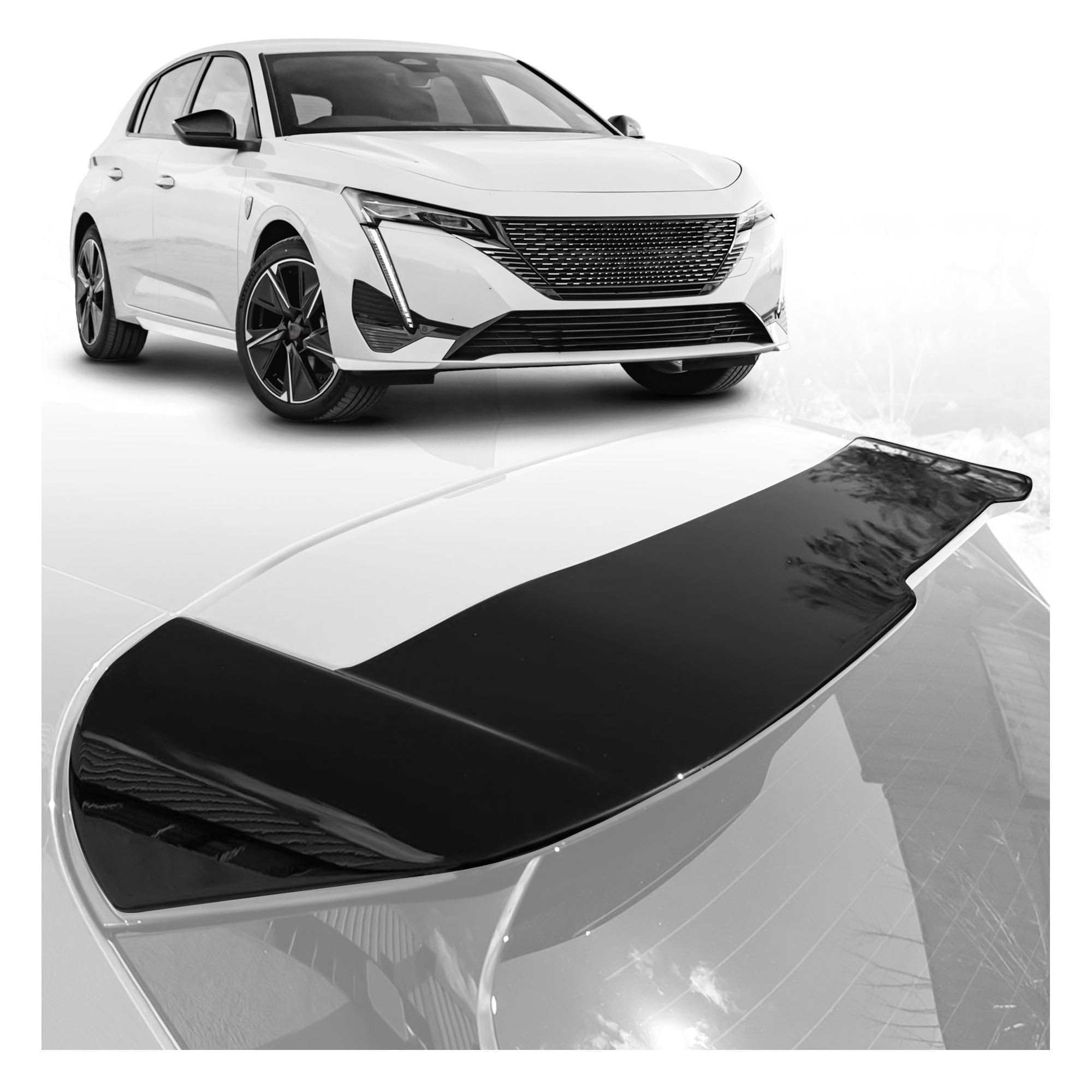 CHROMEMASTER | Spoiler da Tetto; Spoiler Posteriore Compatibile con Peugeot 308 Hatchback 2022 +; Alettone Tetto; Poliuretano; Per la verniciatura; Metodo di Montaggio: Colla | Tuning Ottico per Auto