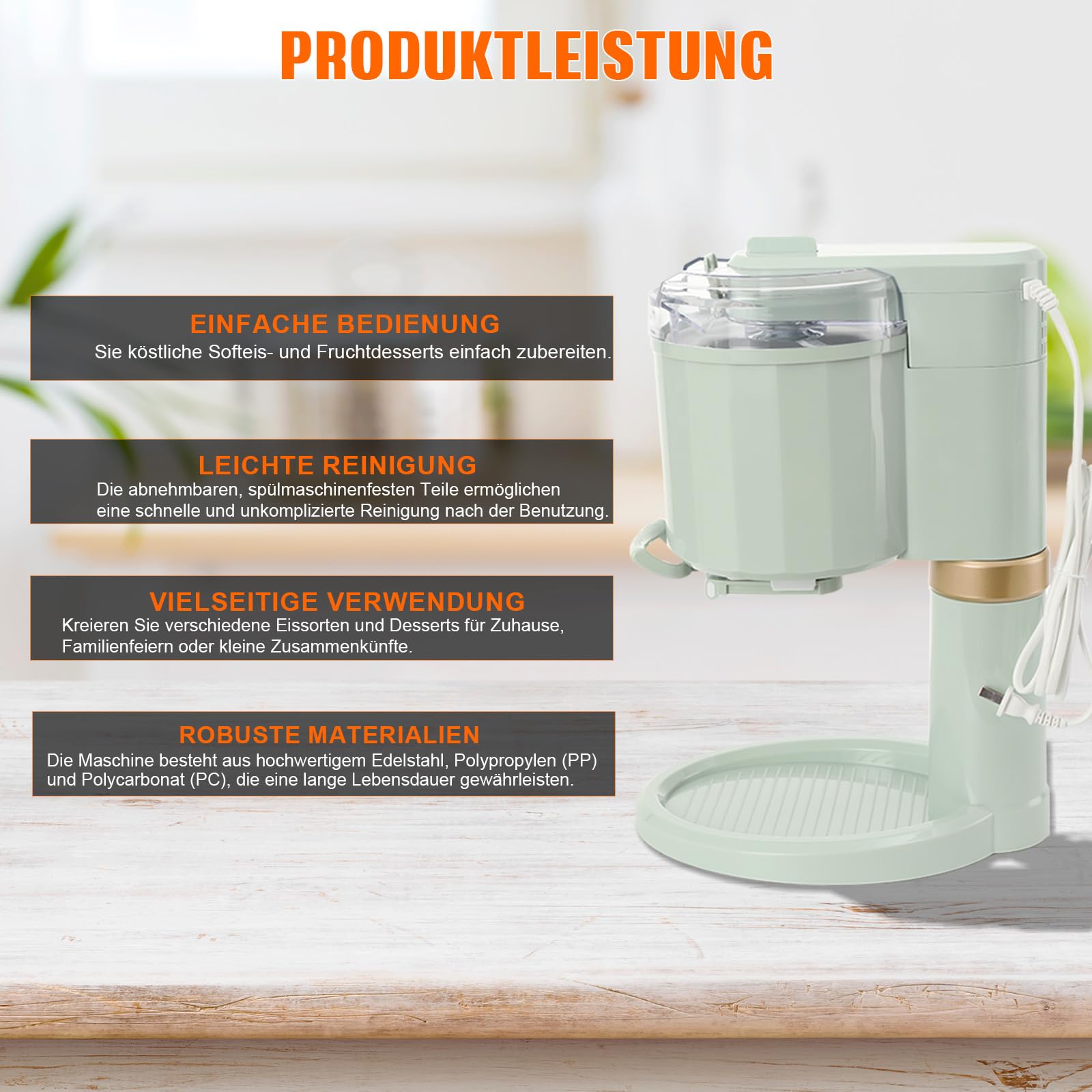 20W Softeismaschine 1L Kitchen Automatic Mini Fruit für Zuhause | Home DIY Kitchen Automatic Mini Fruit Softeismaschine, Joghurtbereiter Und Eisbereiter für Eiscreme, für Zuhause, Bar, Café