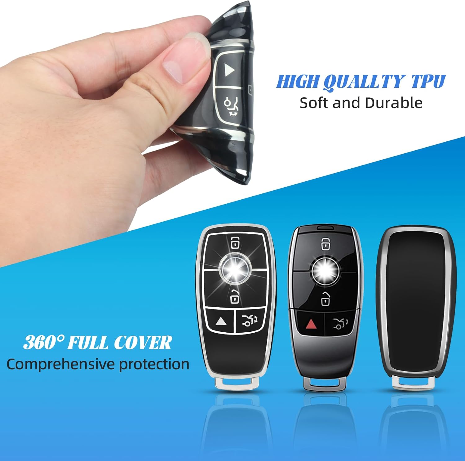 for Mercedes Benz Key fob Cover, Soft TPU Key Case Compatible with 2017-2023 E-Class 2018-2021 S-Class 2019-2023 A-Class C-Class G-Class - Image 4