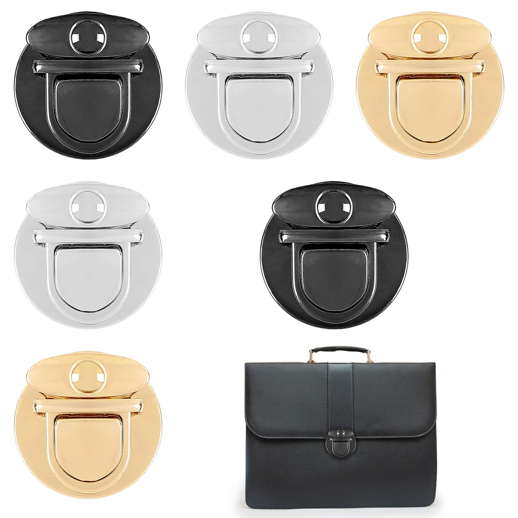 Framendino, 6 Pack Purse Thumb Lock Round Closure Latches Metal Hardware Fastener for Handbag DIY Craft Making