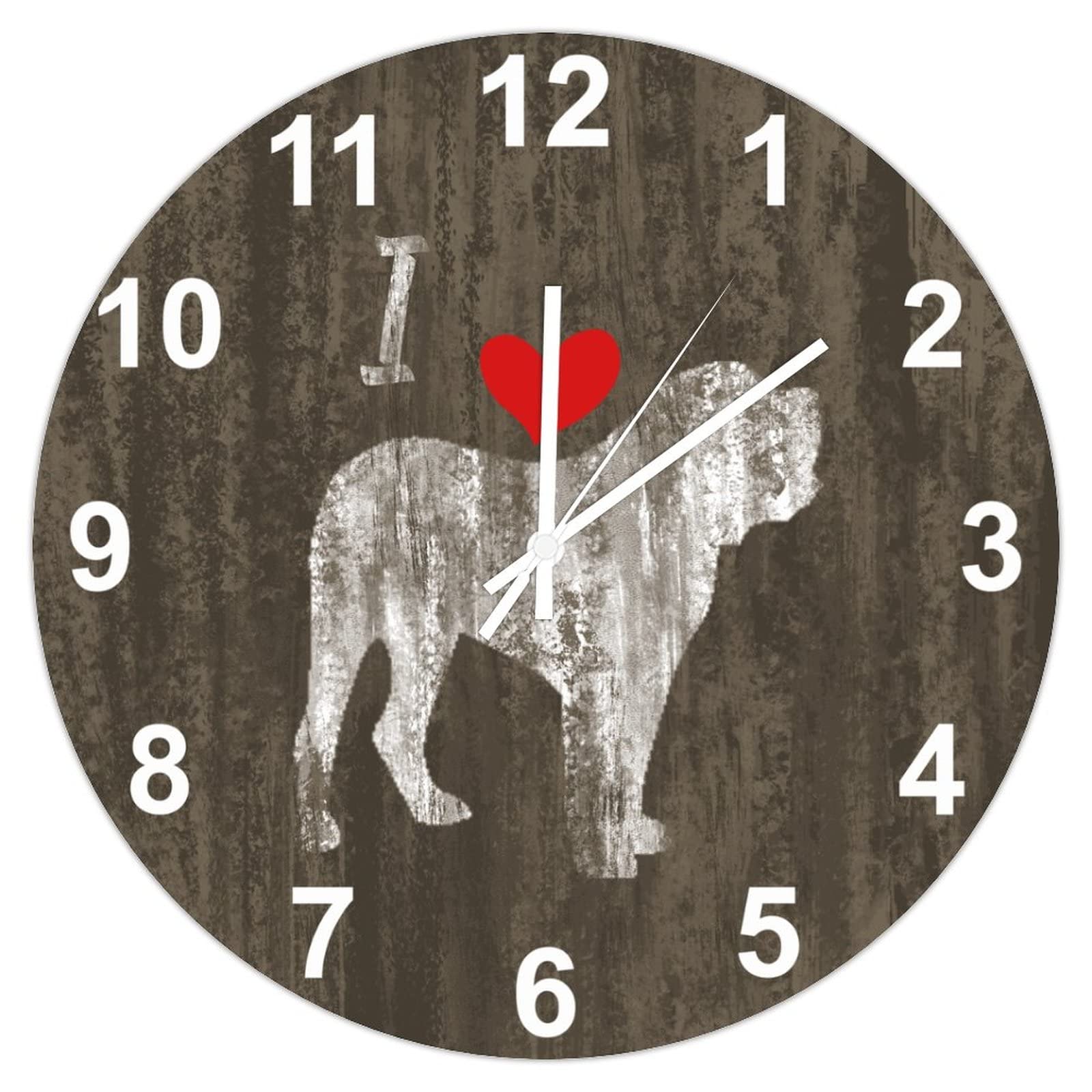 Horloge murale en bois Fila Brasileiro avec coeur rouge 38 cm