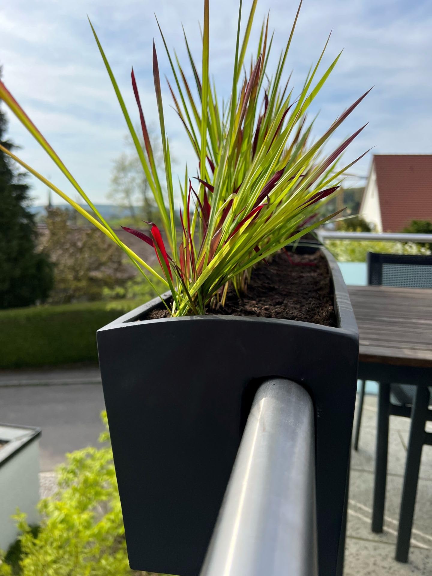 VIVANNO Bac à Fleurs en Fibre de Verre BALKONA Classic 22x80x19 cm Anthracite Mat