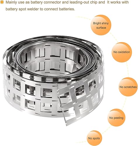 Miniatura 4 de MECCANIXITY 1 rollo de tira de acero niquelado de 16.4ft, placa de conexión de cinta de acero para batería y soldadura por puntos, 1.870 x 0.006in