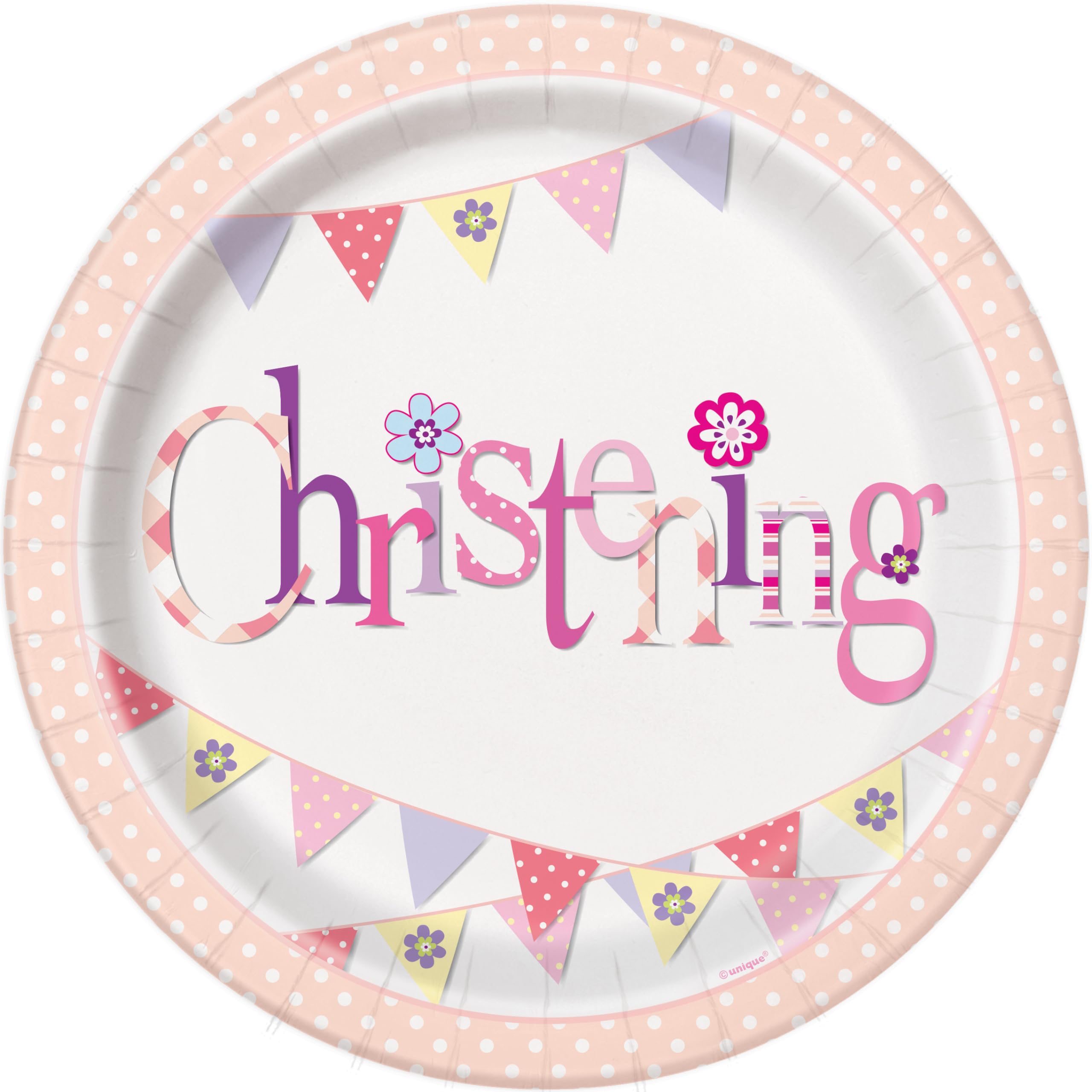 Christening Party Plates Girls Christening Pretty Pink Paper 23cm Party Plates 8