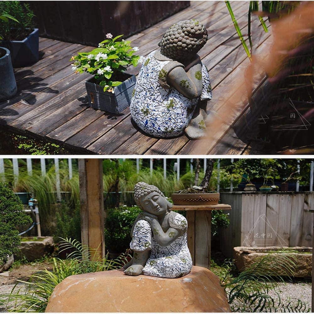 Figurín para jardín,Escultura de Adorno de jardín Escultura de jardín Estatuas al Aire Libre Creative Sleeping Buddha Courtyard Crafts Feng Shui Buddha Garden Ornaments 31 * 47.5CM