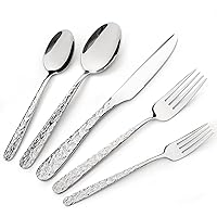 Servizio di posate in acciaio inox martellato 40 pezzi per 8 persone