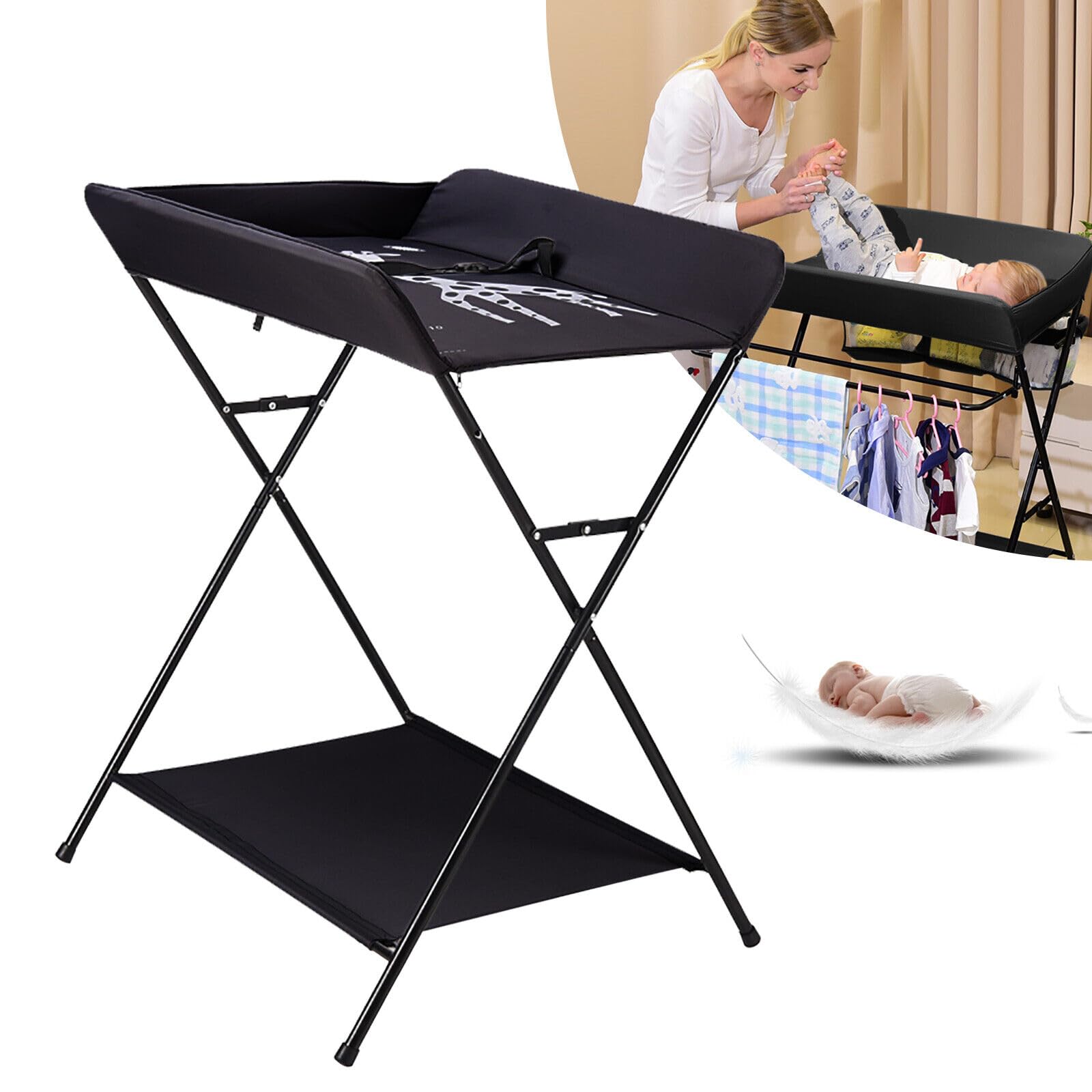 Cambiador portátil para niños, plegable, cambiador con bañera, cambiador plegable