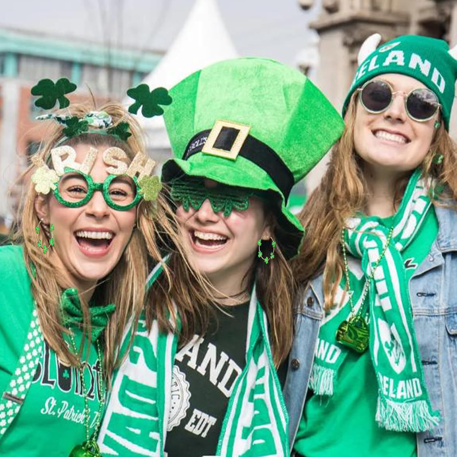 St. Patrick's Day Earrings for Women Shamrock Stud Earrings St. Patrick's Day Leaf Artisan Heart Hat Earrings Irish Holiday Jewelry Gift - Image 2