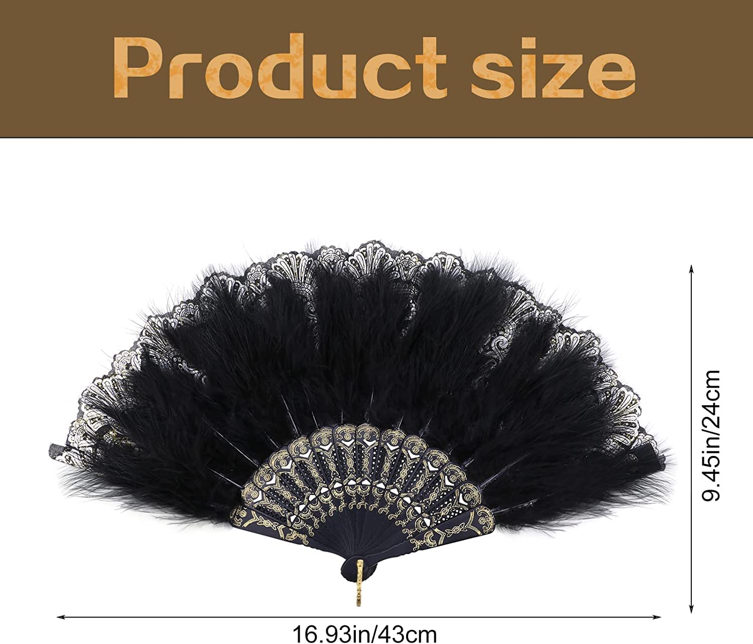 Ventaglio In Piume Marabù Stile Anni '20 - Pieghevole Per Feste, Matrimoni E Halloween, Rosso - Foto 11