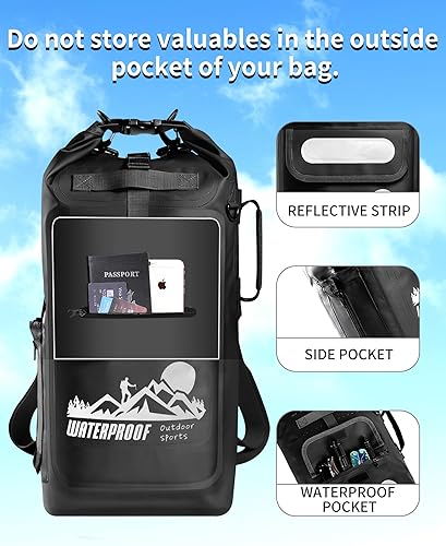 Miniatura 4 de IDRYBAG Mochila de bolsa seca impermeable flotante 20L30L40L bolsas secas mochila impermeable para hombres saco seco bolsa impermeable kayak Negro,