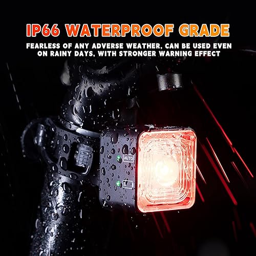 Miniatura 6 de Luces inteligentes para la cabeza de bicicleta, IP66, impermeables, luces de cabeza de bicicleta de encendido y apagado automático, luz de freno LED