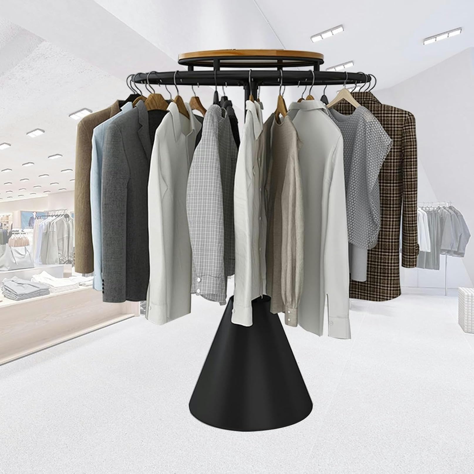 LRZPTDYU Rotatable Cu Clothing RackFloorStanding Garment Display Stand for Boutiques Retail Costume & Coat Underwear