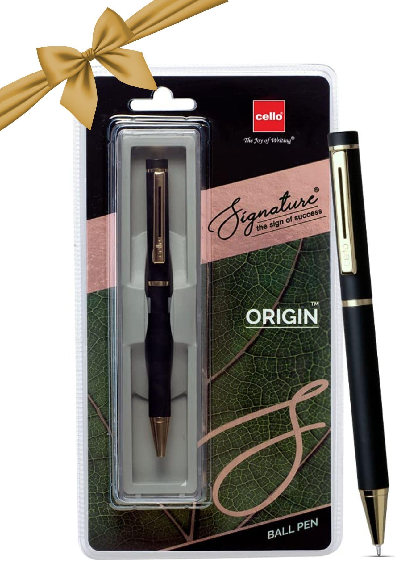 Cello Signature Origin Ball Pen|Blue Ink|1 Ball Pen|Black and Golden Finish|Premium Metal Pens for Office Use|Stylish Gifts for Christmas and New Year|Gifts for Men and Women