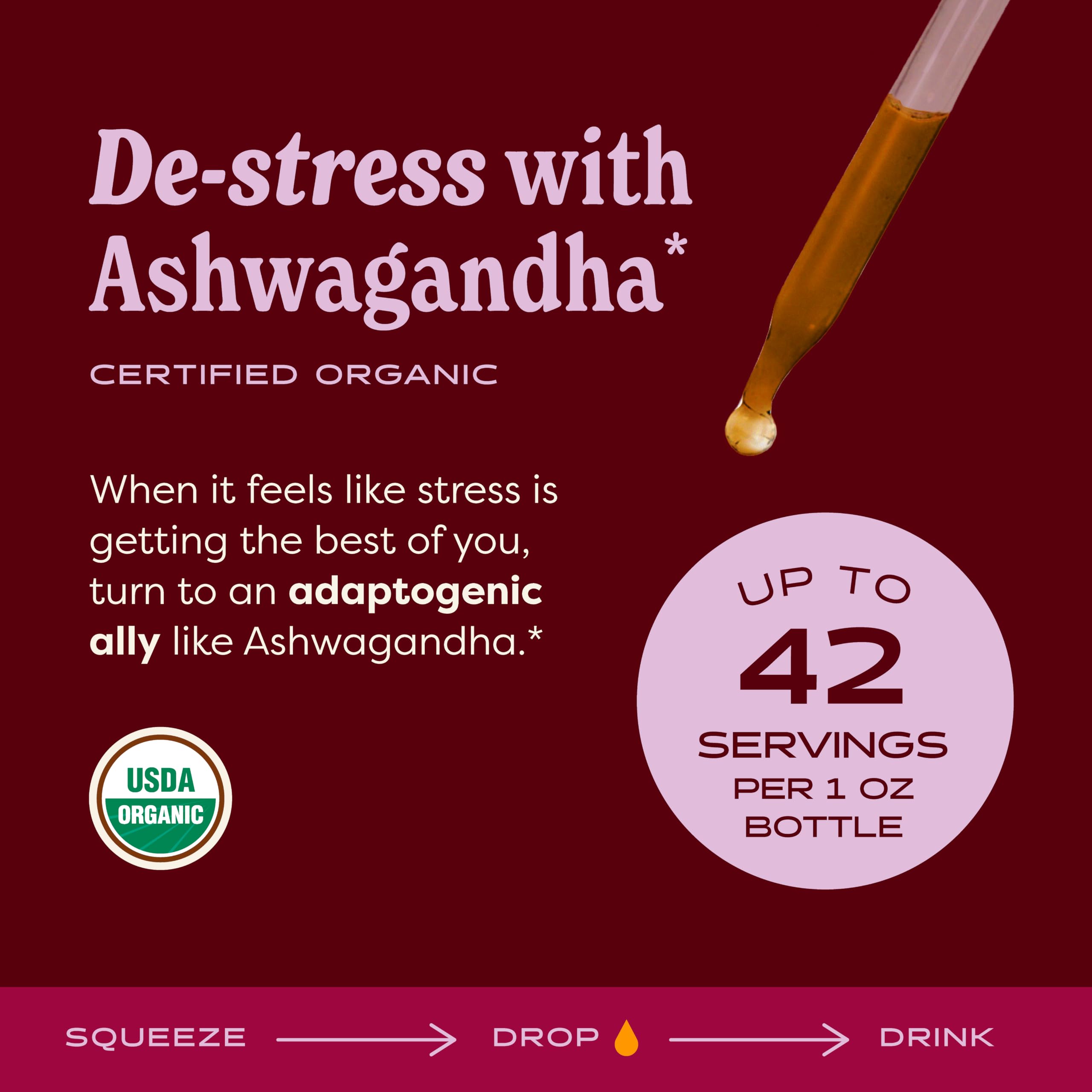 Herb Pharm Organic Ashwagandha Liquid Extract, Alcohol-Free: Mood Support Supplement, Vegan Ashwagandha Root Glycerite, Tasty Non-Bitter Adaptogen Extract for Adults, Non-GMO, 1 Oz — Amazon image 2