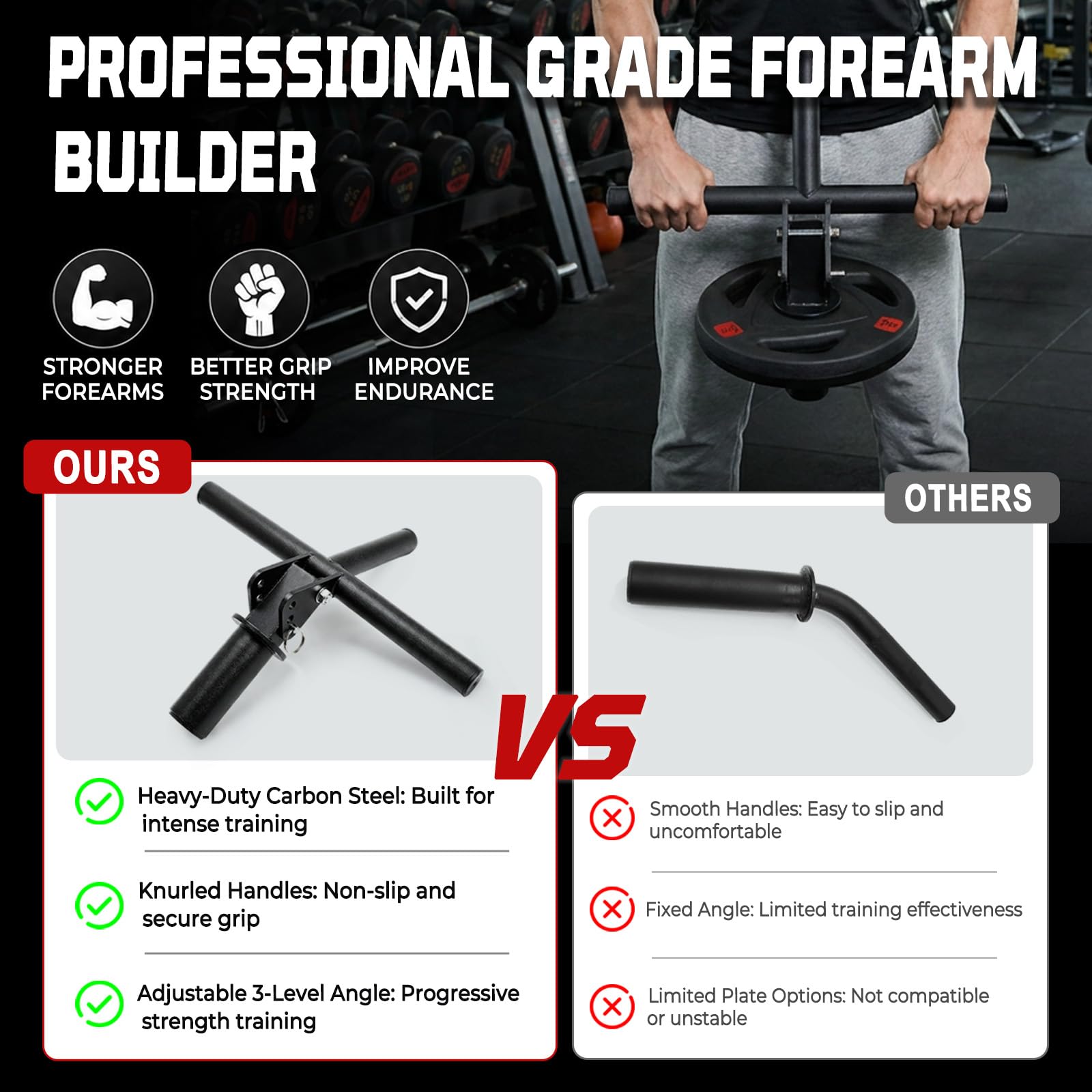 J Bryant Unterarm- & Handgelenktrainer, 3-Stufen-Hebel für 50mm Scheiben