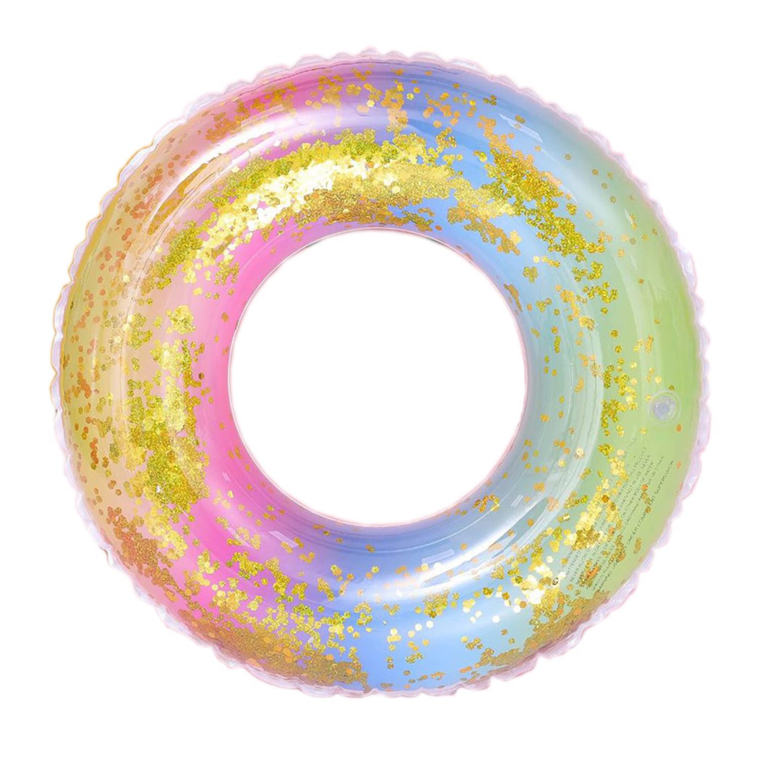 Transparent Floating Ring,Rainbow Starry Sky Sequins Inflatable Swim Ring,Colorful Durable Swimming Pool Float Tube for Kids Adults Water Fun Summer Beach Party