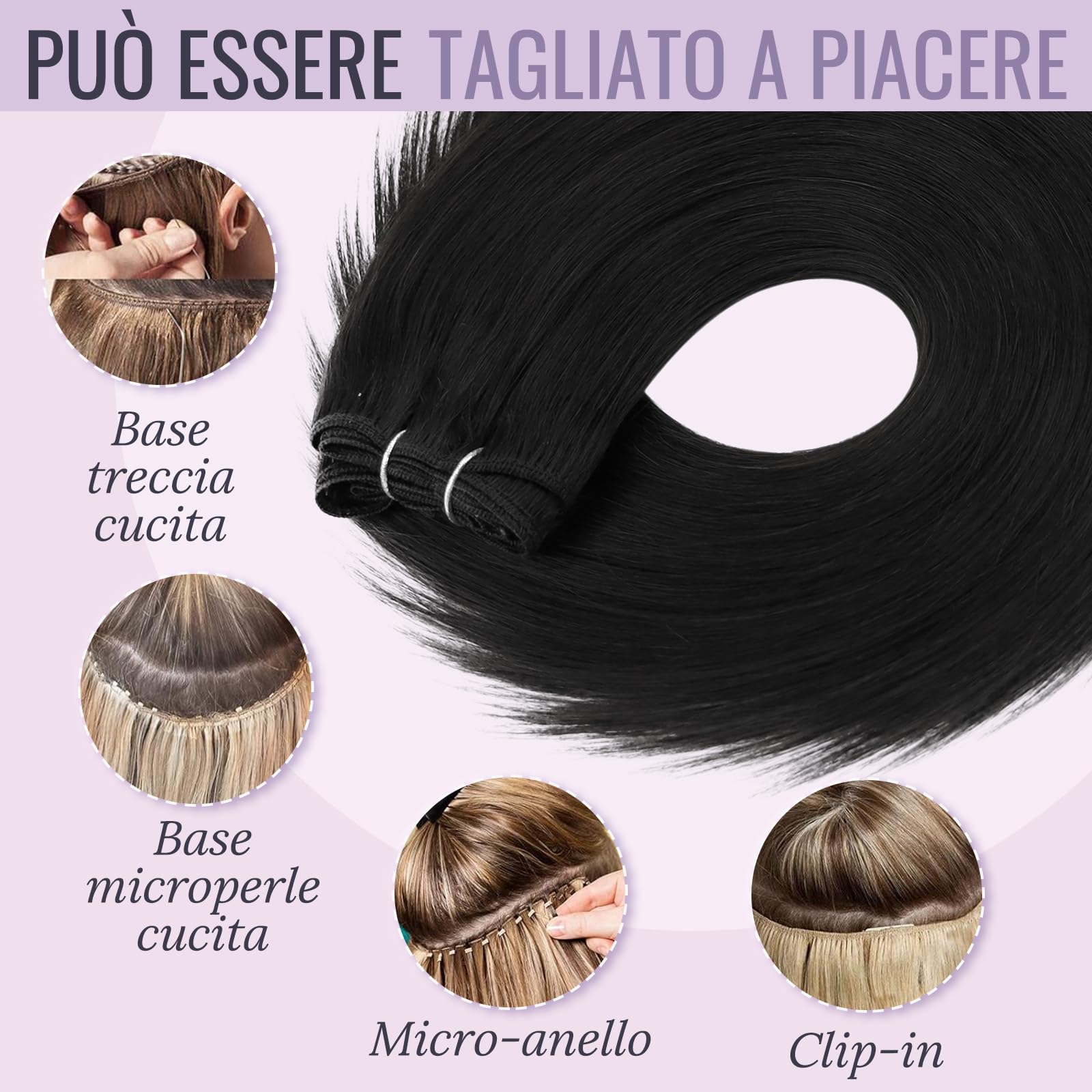 Fshine Extension Capelli Tessitura Neri Jet Extension Cucite Capelli Veri Lisci Brasiliani Remy Human Hair 100g 35cm Bundles Extensions Professionali #1 Matrimonio | Raw Hair Tessitura, Texture morbida setosa, aspetto naturale, occasioni quotidiane, uso p