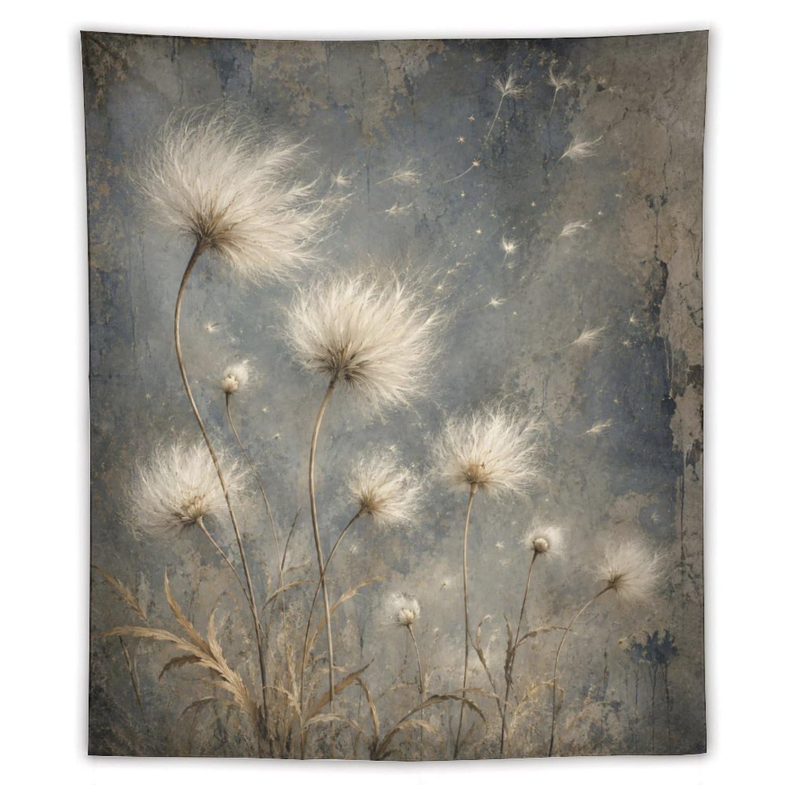 H3B8U2Y5 Dandelion Seeds Neutral Wall Tapestry, Botanical Stems
