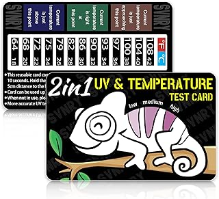 UVB Reptile Light Meter Quick Portable Test Card UV Detector Sensor Tester Indicator Over 500 Times Reusable Used for Reptile Heat Bulb Light Lamp (2 pcs)