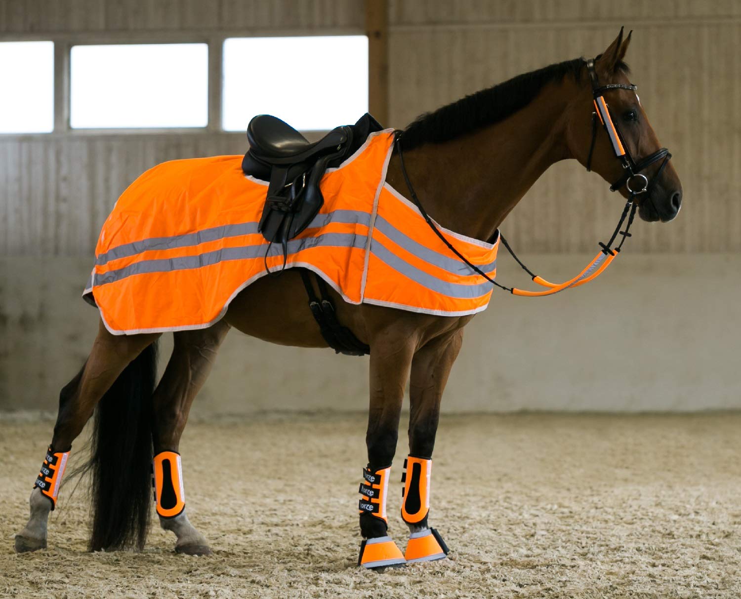 netproshop Reflex koc do jazdy konnej, koc odblaskowy pomarańczowy rozmiar 135 cm lub 165 cm, do wyboru: 155