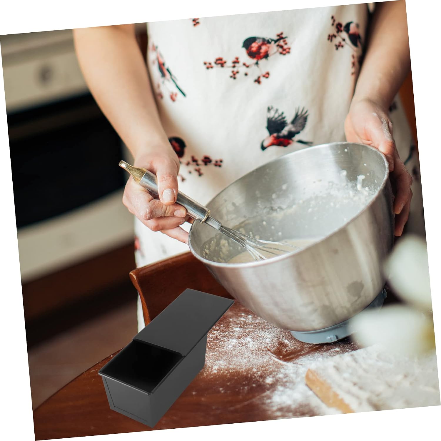 IMIKEYA Tall Bread Loaf Pan with Lid 8.66X4.72X3.93 Inches Non-Stick Pullman Bread Mold for Toast and Homemade Sandwich Baking Easy Clean Black Loaf Pan